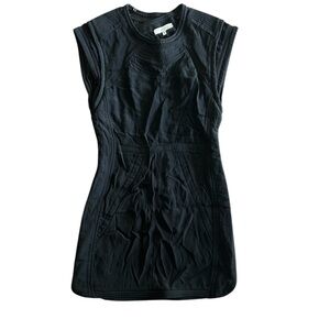 IRO Black Cotton and Mesh Backless Mini Dress